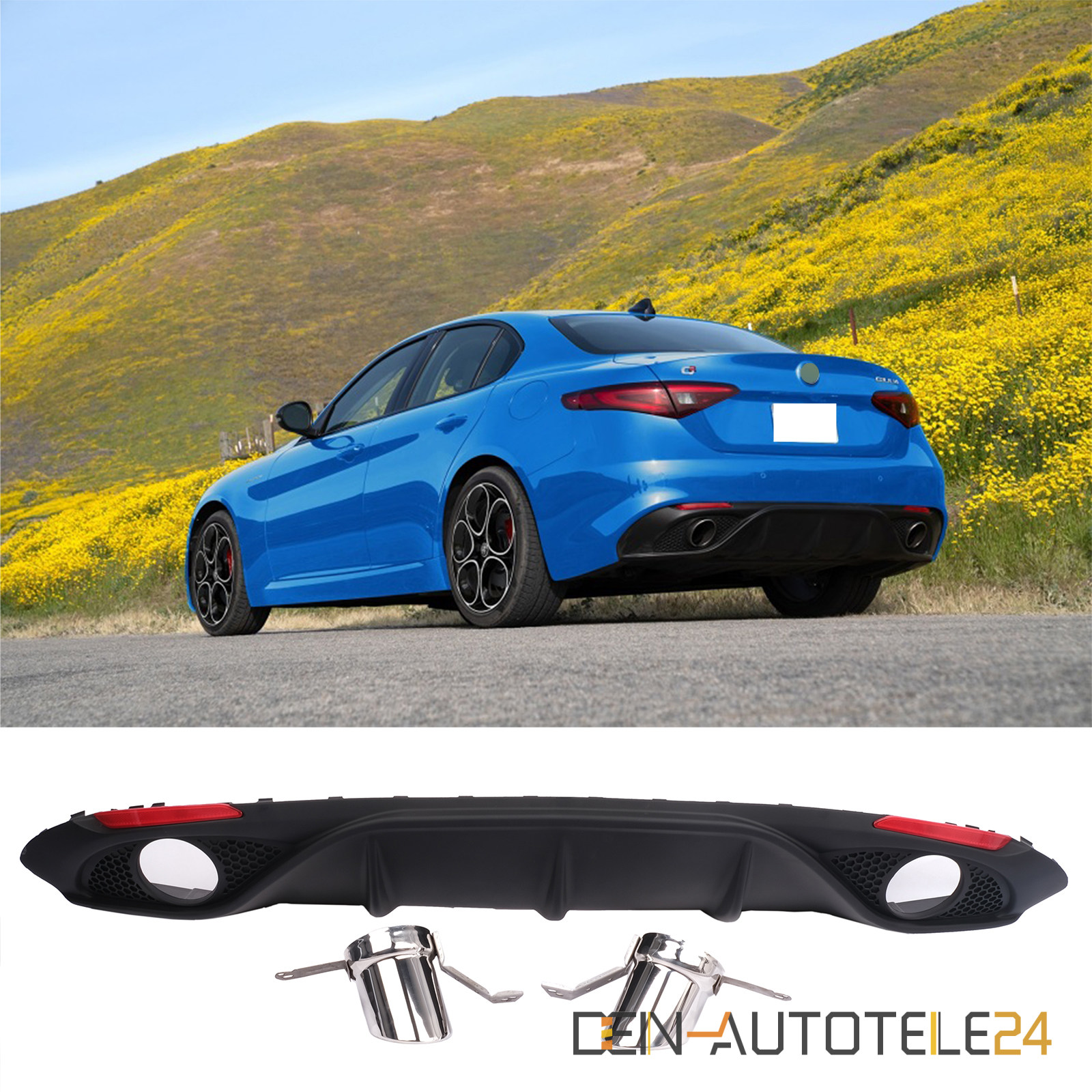 Hinterer Diffusor Schwarz Auspuff Für Alfa Romeo Giulia 2016-18